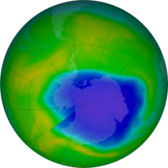Antarctic ozone map for 23 November 2023